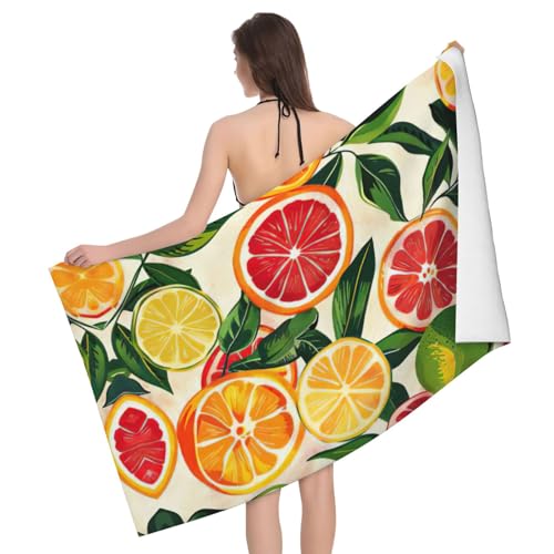Serviette de bain microfibre agrumes 132x81 cm douce