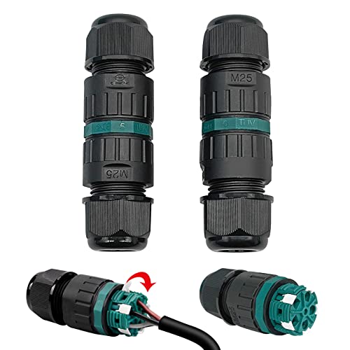 Kabelverbinder Wasserdicht IP68 für Ø9-14 mm Kabeldurchmesser 5-polig Erdkabel Verbindungsmuffe Abzweigdose Verteilerdose Außen Schwarz für Garten Outdoor Boden Dach (5-polig 2)