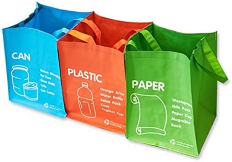 Recycle Bin - Waterproof Separate Recycle Bag Waste Baskets 3 Colors Set