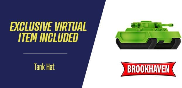 DevSeries Brookhaven Feature Tank - 7.5-Inch Vehicle with Lights, Working Treads, Ejecting Turret, 2.75-Inch Figure, and Exclusive Virtual Item Code