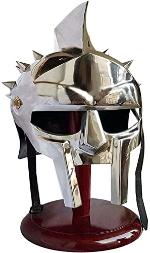 AnNafi® Gladiator Maximus Arena Helmet | Medieval Wearable Mens Helmet Full Size | Halloween Party Costumes | Larp Clothings Movie Dresses w Inner Liner