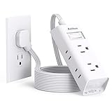 Flat Extension Cord 10 ft - Addtam Flat Plug Power Strip with 6 Outlets Extender, No Surge Protector for Cruise Ship, Dorm Room Travel Essentials, ETL Listed
