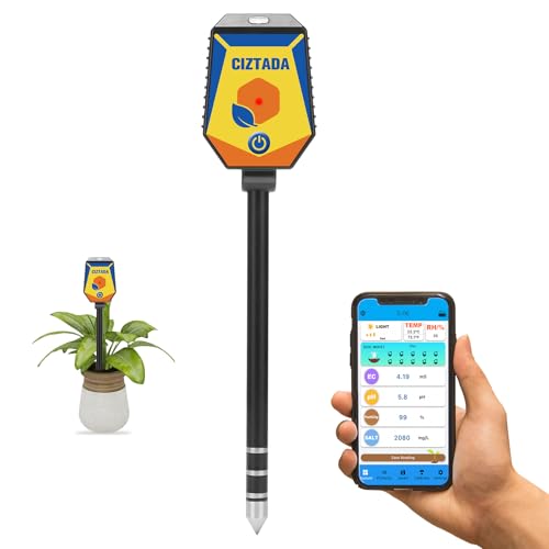 CIZTADA Smart Soil Moisture Meter pH Salinity Tester 8 in...