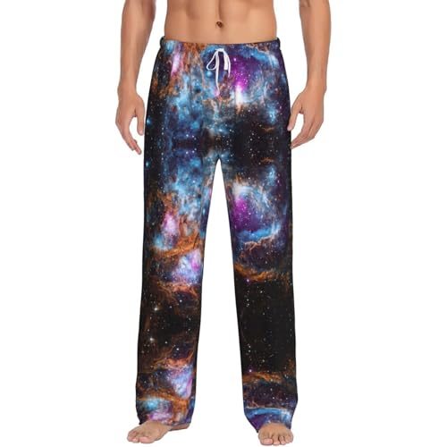 Pantalon de pyjama flanelle de coton homme de qualité motif galaxie blanc 3XL