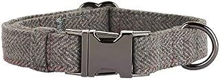 Thoroughbeds Dark Grey Herringbone Tweed Dog Collar - Small