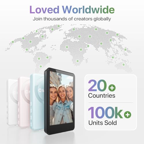 Image of Moman Vlog Selfie Monitor Screen for iPhone 7-16 Series, 4K 60fps & Encrypted Private Wireless for iPhone, Magnetic Back Camera Monitor, P2P Wireless, 164 ft Range for TikTok, YouTube, Vlogging (Blue)