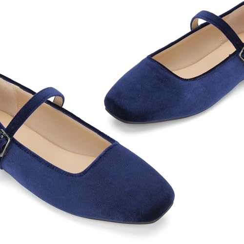 Image of Trary Mary Jane Shoes Women Woven Flats for Women Dressy Ballet Flats Squared Toe Mary Jane Flats Shoes
