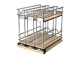 Rev-A-Shelf 9' Pullout Organizer for Cabinets, 2 Tier Triple Narrow Upright Shelf, 5WU2-9N3-1