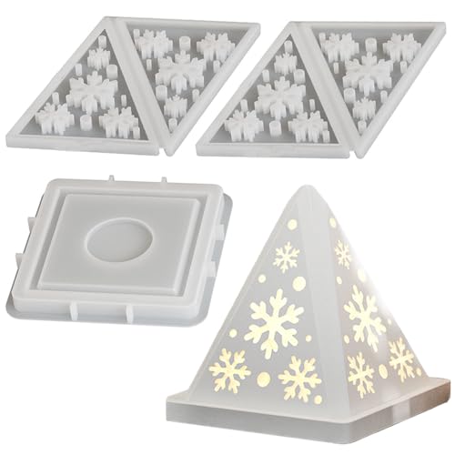 Junhui Silikonformen Gießformen Häuser, Silikonform Weihnachten, 3D Schneeflocken Kerzenhalter Silikonform, DIY Haus Gießform Haus Gips Zum Gießen Giessformen