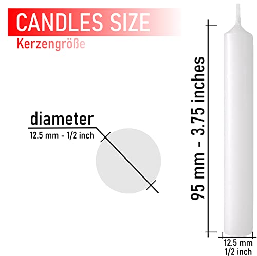 Brubaker Tree Candles - Pack Of 20 - White - 3¾ X ½ Inches (9.5 X 1.27Cm) - Made In Europe - Pyramids, Carousels & Chimes #TOP2