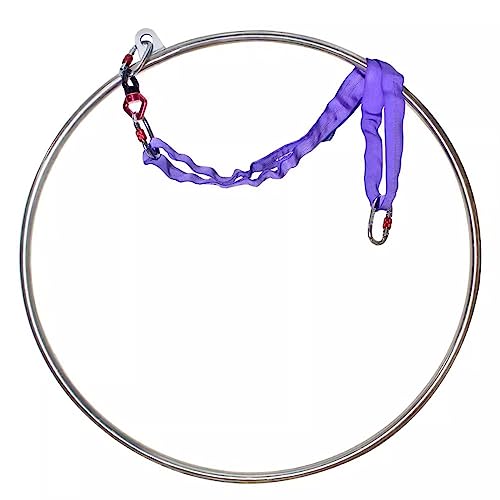 Aro de suspensión de metal para principiantes, kit de soporte de aro aéreo para niños y adultos, aro de yoga para ejercicios de pérdida de peso, forma y fitness (diámetro plateado de 90 cm (35 3