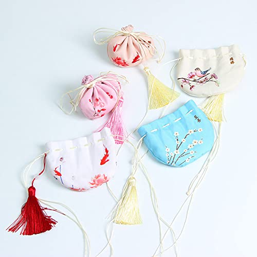 5 Bolsas de Tela Vacías Chinas con Cordón y Borla miniatura 2