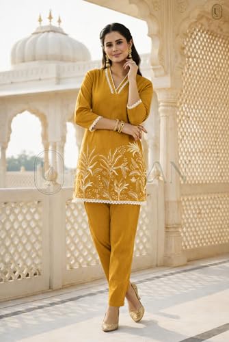Image of SUNDARTA Women's Rayon Slub Kurta Set | Solid Straight Kurta with Pant | Elegant Ethnic Wear for Office, Casual & Festive Use