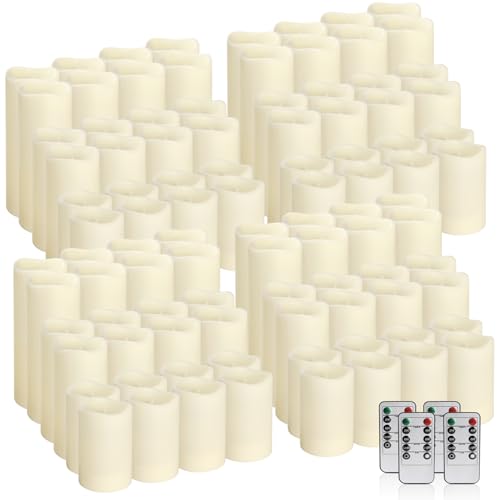 Image of 96-Pack LED Flameless Candles with Remote Control - Perfect for Home, Parties, and Special Occasions - Create a Magical Ambiance Effortlessly(Three Sizes)