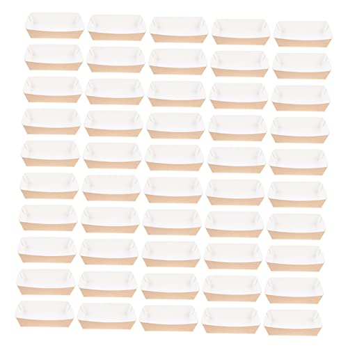 PRETYZOOM Fried Chicken French Fries Takeaway Box 50pcs Kraft Paper Containers No-fold Easy Access Space-saving