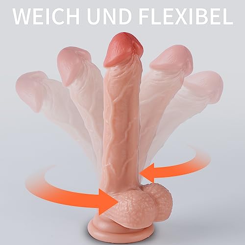 Origeros 19.5 CM Realistische Dildos mit Starker Saugnapf Silikon Dildos Penis Nachbildung mit Echten Venen und Prallen Hoden, Sexspielzeug für Frauen Männer Anal G-Punkt Vaginal Stimulation Dildo – Bild 7