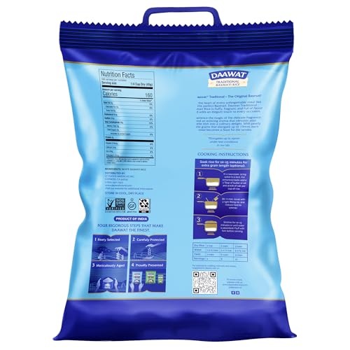 Daawat Traditional Basmati White Rice - Authentic Extra Long Grain Basmati Rice - 10 lb Bag