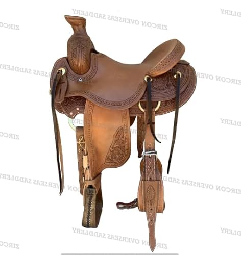 Western Horse Saddle Big Horn Trail Leather Western With Leather Headstall, Breastplate By Equistallion Saddlery (17.5 Inches) #TOP2