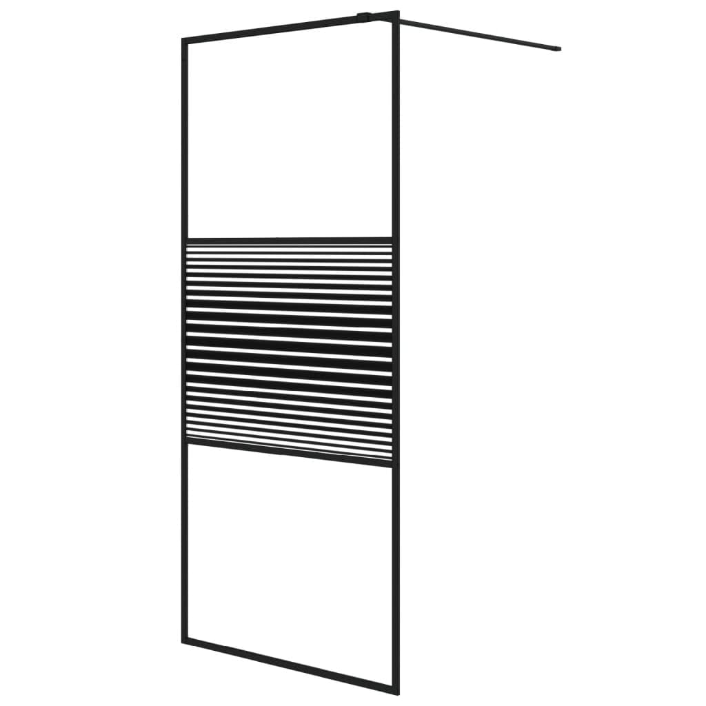 Mampara de ducha de cristal templado transparente con marco de aluminio y perfil ajustable, 90 x 195 cm, color negro