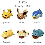 Cartoon Animal Bite Cable Pet Protector-6(Pikachu,Eevee,Piplup,Psyduck,Meowth,Snoelax) Cute Anime Charger Pet Saver Buddies (Compatible with iPhone Cords Only).Gift for Friends and Children