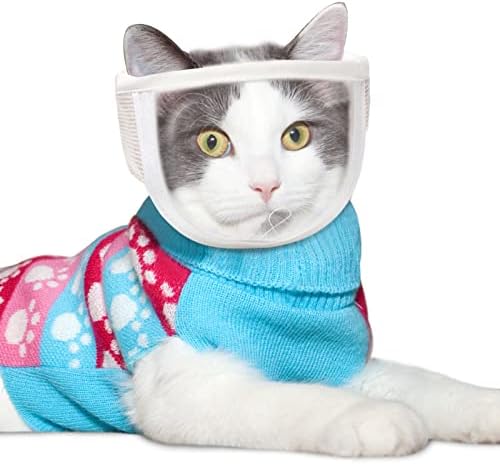 Cat Muzzle for Grooming, Breathable Transparent Cat Face Guard, Pet Muzzle for Nail Trimming and Bathing, Cat Mouth Cover to Prevent Mutual and Biting