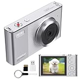 Digitalkamera 4K 72MP mit 2,8 Zoll LCD-Bildschirm, 16X Digitalzoom, kompakte tragbare Vlogging-Kamera mit 32GB SD-Karte für Anfängerfotografie (Silber)