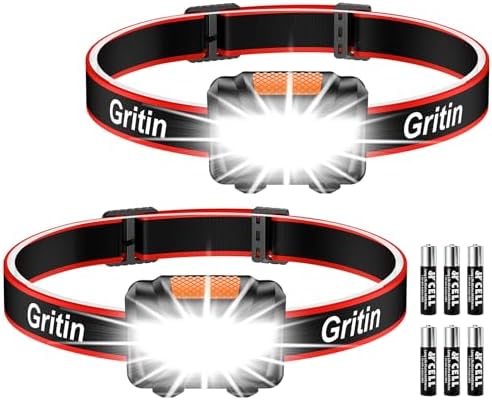 Gritin Lampe Frontale, [Lot de 2] Torche Frontale LED Puissante, ...