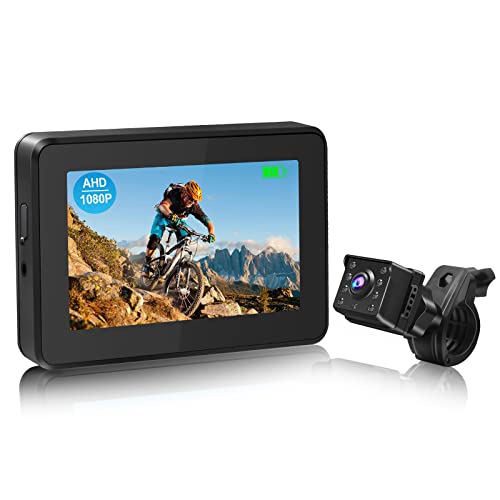 PARKVISION Rétroviseurs Vélo Universels 1080P AHD Capteur Infrarouge de Vélo Caméra de Recul Avec écran 4,3 pouces, Réglage 360° Miroir de guidon de vélo pour vélo électrique VTT vélo de route Cover