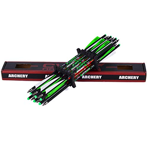 Lwano Crossbow Bolts 16 17 18 20 22 Inch Carbon Hunting Archery Arrows With 4" Vanes Moon Nocks And Removable Tips(Pack Of 12)(Green, 18 Inch) #TOP6