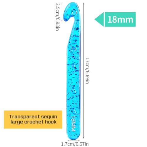 Image of QMNNMA 18 mm Crochet Hook, Large Crochet Hooks for Chunky Yarn | Big Crochet Hooks, Jumbo Crochet Hooks, Giant Crochet Hook, Ergonomic Knitting Needles Crochet Needle for Beginners