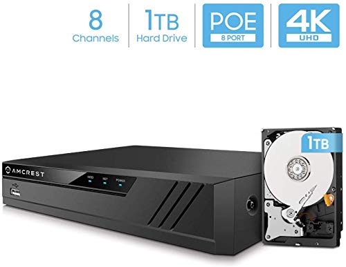 Amcrest NV4108E-HS 4K 8CH POE NVR (1080p/3MP/4MP/5MP/6MP/8MP/4K) Network Video Recorder - Supports up