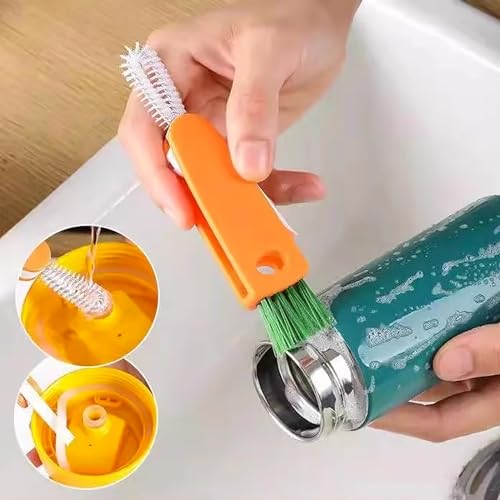 RTRTGS 2 STK 3 in 1 Kleine Reinigungsbürste und Trinkhalmbürste, Mini Multifunktional Spalt Detailpinsel Sauberere Werkzeuge zum Wasser Stillflasche Becherabdeckung