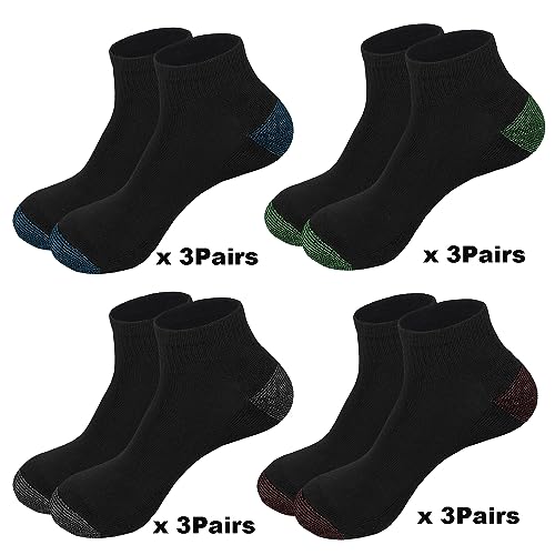 Glory Max 12 Pairs Men's Performance Cotton Cushioned Athletic Ankle Socks2