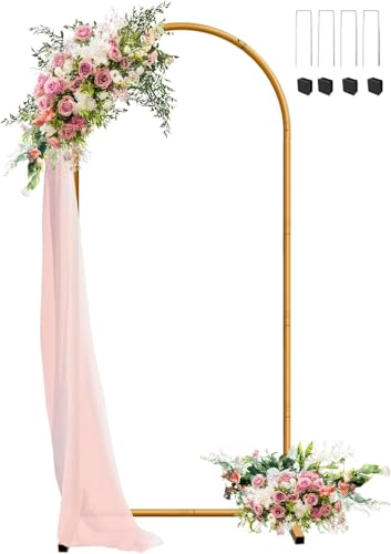 JEBUTU 1 8m Hochzeitsbogen Hintergrund Ständer Metallbogen Goldfarben Hochzeitsbogen Gestell Hochzeit Bogen Hintergrund Rahmen für Hochzeit Geburtstag Party Dekoration Muttertag (0 8x1 8m)