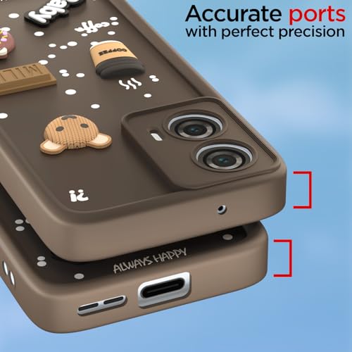 Image of Outlouders Back Cover for Motorola Moto Edge 50 Fusion 5G / Motorola Moto G96 5G | 3D Cartoon Cute Fun Bear | Silicone Full Body Protection Bumper Case (Brown)