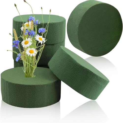 Lot de 6 Blocs de Mousse Florale Cylindrique 10x10x4cm - pour Fleurs Fraîches & Artificielles - Mousse Humide/Sèche - Décorations Mariage, Fêtes, Arrangements Floraux,Art Floral DIY