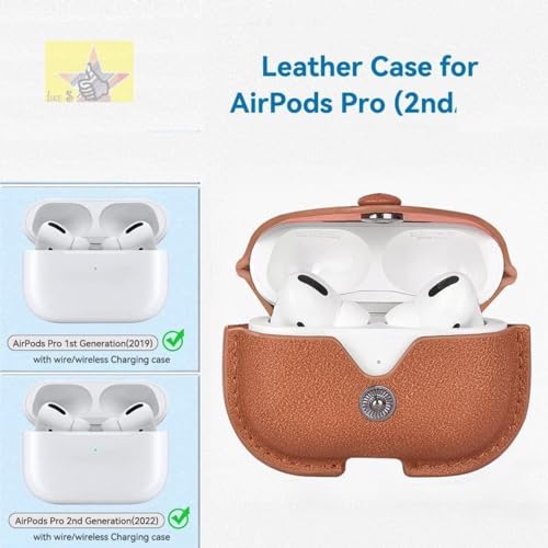 Image of Like Star AirPod Pro /Pro2 Case Leather Protective Case Cover Shockproof with Loss Prevention Clip for Apple Air-Pods Pro /Pro2 Wireless Charging Case (Brown)