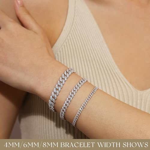 FANCIME 925 Sterling Silver Cuban Link Bracelet Bling CZ Miami Link Bracelet Hip Hop Jewelry for Women Men2