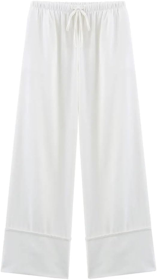 Women's Wide-Leg Solid Color Mid-Rise Casual Pants
