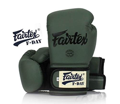 Fairtex Boxing Gloves BGV11 F-Day Microfiber Green Military Muay Thai Boxing Sparring MMA K1, Kick Boxing,Training Sparring (8 oz) Fairtex Boxing Gloves BGV11 F-Day Microfiber Green Military Muay Thai Boxing Sparring MMA K1, Kick Boxing,Training Sparring (8 oz)