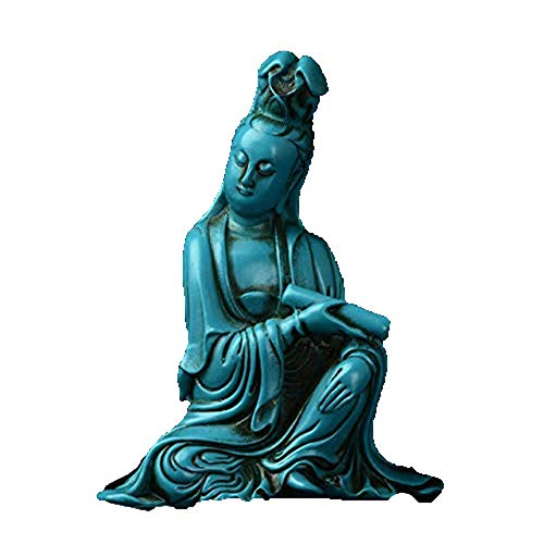 Statue de Guanyin résine turquoise contre le stress quotidien pour retrouver le calme chez soi
