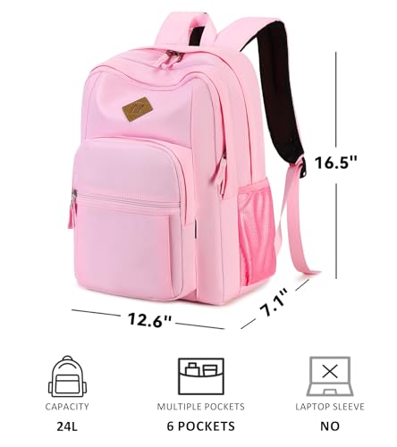 Image of abshoo Girls Solid Color Backpack For College Women Water Resistant School Bag (Light Pink)
