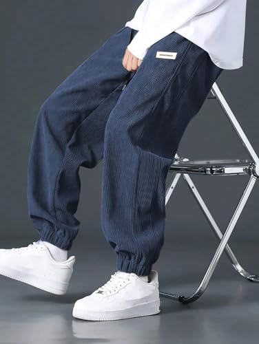 Image of KOTTY Men's Solid|Button|Wide|Loose fit|Corduroy Trousers & Pant for Men