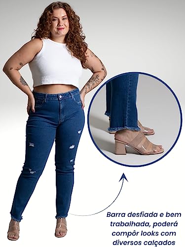 Calça Jeans Plus Size Feminina Sawary Lycra Elastano Premium Bonita (as2, waist, numeric_46, slim, r