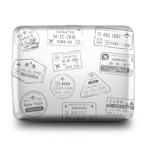 Image of OGON -DESIGNS- Aluminum wallet, Large capacity with metal lock, RFID Protection against fraud and demagnetization, model Smart Case OSLO Large (Engraving Travel)