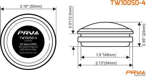 Prv Audio Tw100Sd-4 Soft Dome Tweeter Pair, 28 Mm Dome, 1 Inch Voice Coil, 4 Ohm, 0.5 Inch Mounting Depth, Sleek Flush Mount Design, Lightweight, Neodymiun Magnets, Mouting Bracket Included (Pair) #TOP6