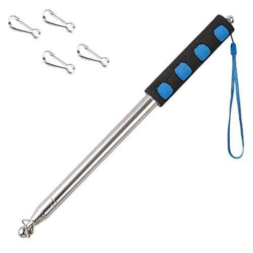 Qiuboluny 2.5 Meter Telescopic Handheld Flagpoles with Clips Portable Flag Pole Lightweight Extendable Tour Guide Stainless Steel Banner Flag Pole Pointer for Teachers with Anti-Slip Grip (2.5 blue)