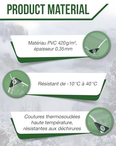 Bâche Transparente Extérieur avec Oeillets FoundGo 2.5x3m, Bâche Protection PVC Imperméable