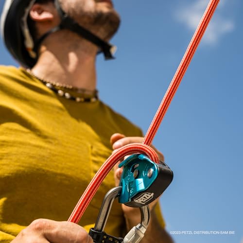 PETZL - Sicherungsgerät GRIGRI - Blockierunterstützung durch Klemmnocken, RED/ORANGE, Kompatibel mit Allen dynamischen Einfachseilen von 8,5 bis 11 mm