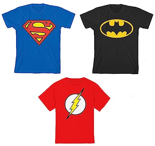 Bioworld DC Superhero Logos Youth 3- Pack Crew Neck Short Sleeve ...